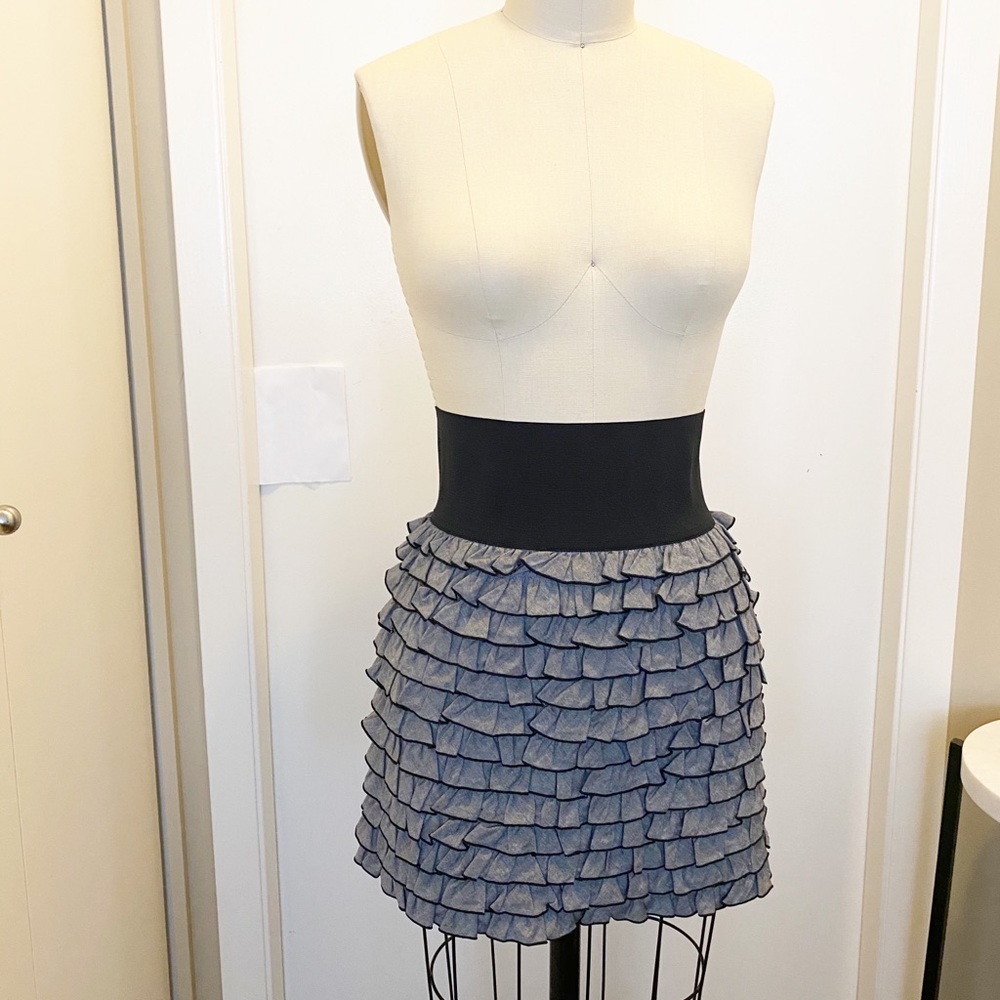 Moussy Japanese Frilly Mini Skirt Grey Black 2 S